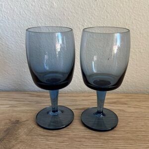 Gorham Crystal Reizart Blue Small Wine Goblet Glass Set Of 2‎
